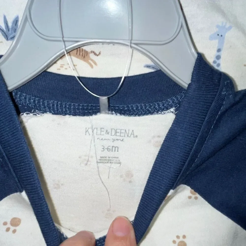Lot of 2 Kyle & Deena Baby Blue White Cartoon Giraffe Romper Size 3-6 Months NWT